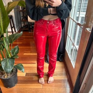 red vinyl  leather pants (Fiorucci Brand)
